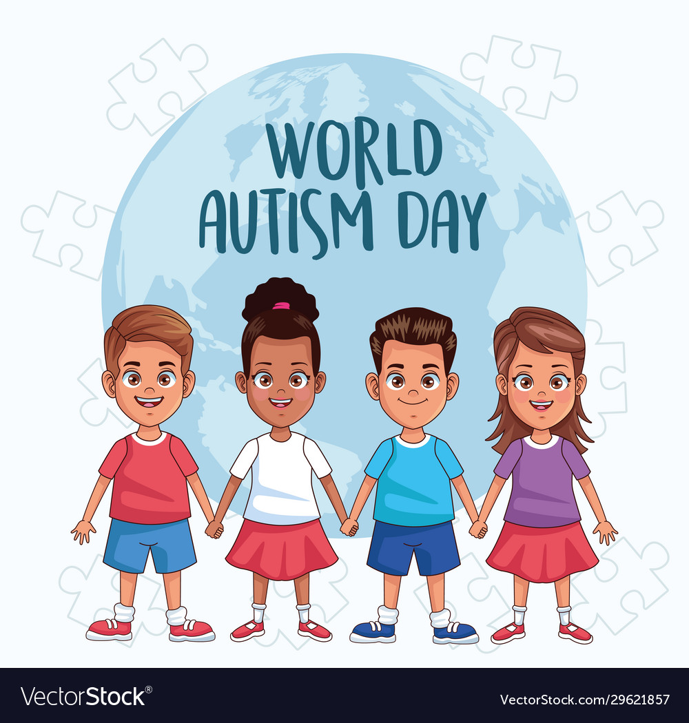 World Autism Day Kids With Planet Royalty Free Vector Image