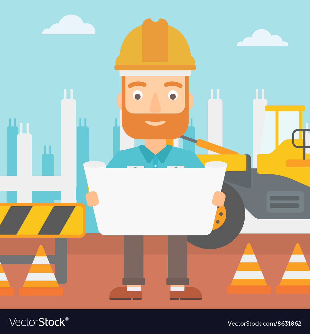 Engineer holding a blueprint Royalty Free Vector Image