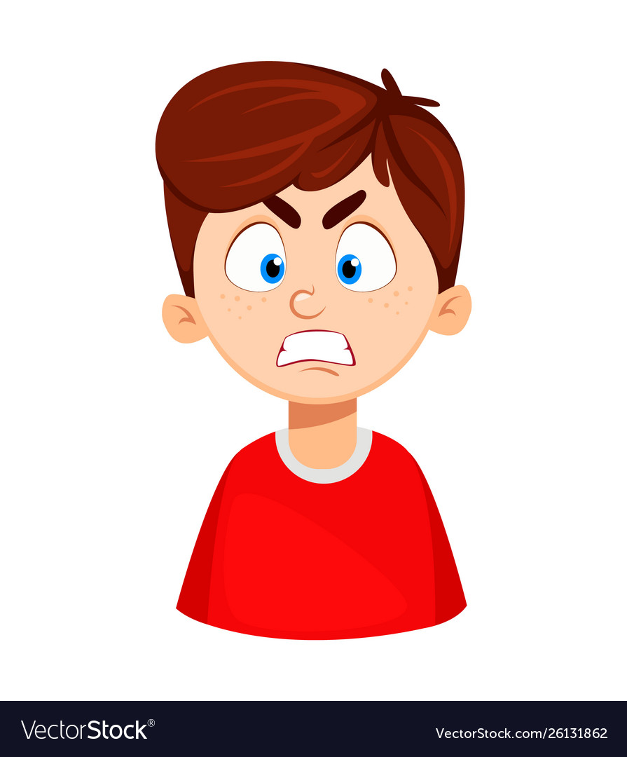 Face Expression Cute Boy Angry Royalty Free Vector Image 4296