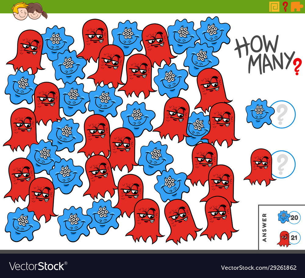 How many monsters educational task for kids Vector Image