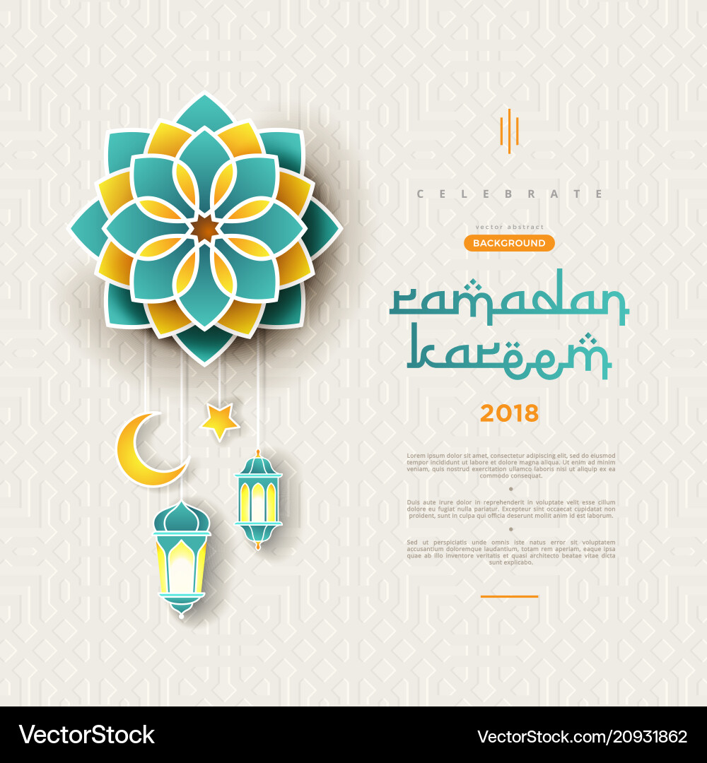 Ramadan Kareem Concept Banner With Islamic Vector Image