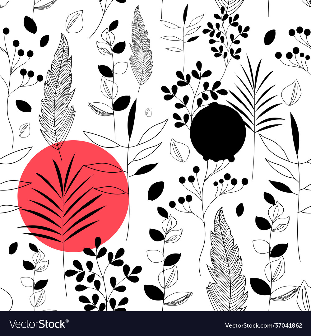 Seamless floral pattern plants and flowers vector image Seamless floral pattern plants and flowers