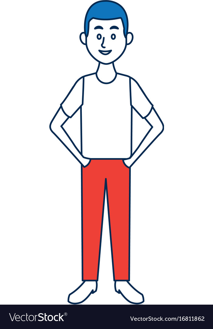 Young man standing with folded arms front view Vector Image