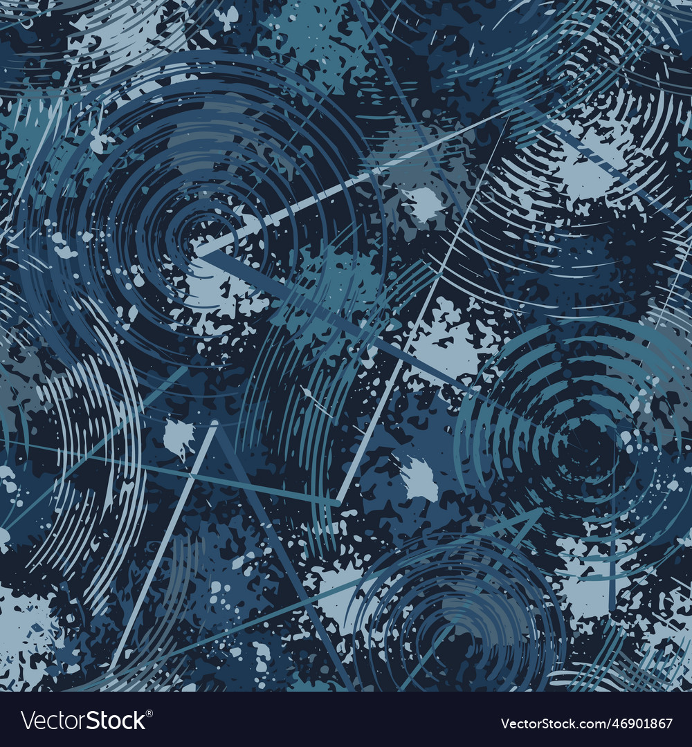 Abstract blue camo pattern with splattered paint Vector Image