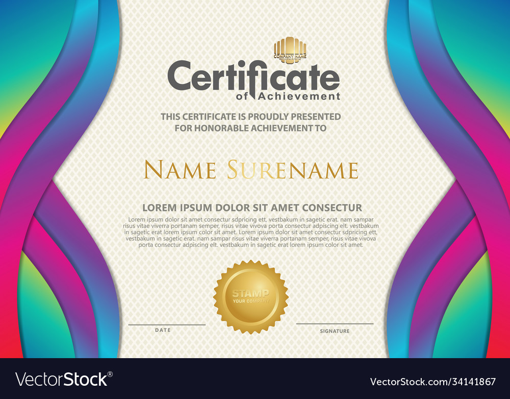 Certificate template with wave style ornament Vector Image