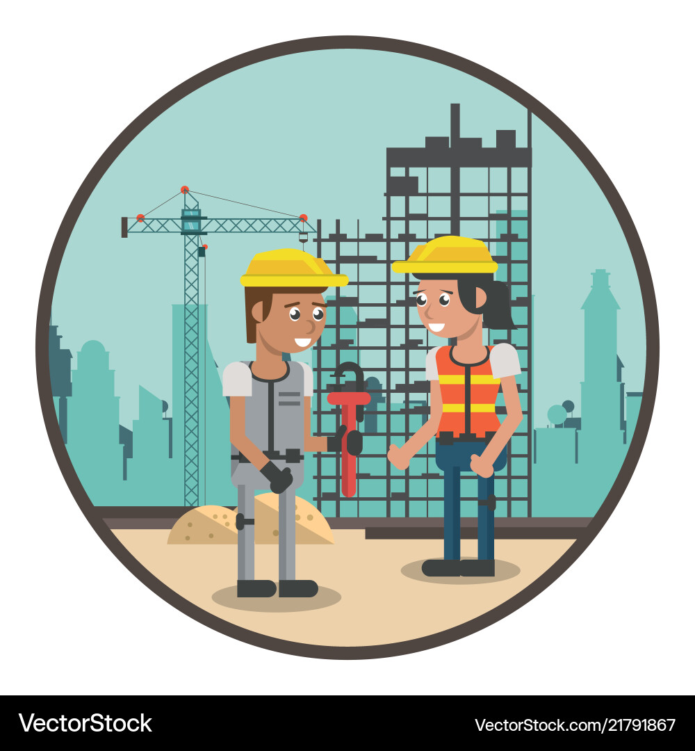 Construction workers cartoons Royalty Free Vector Image
