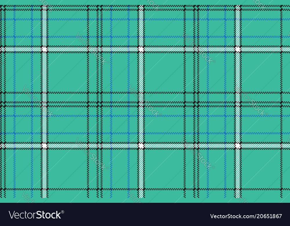 Green blue check plaid pixel seamless pattern Vector Image