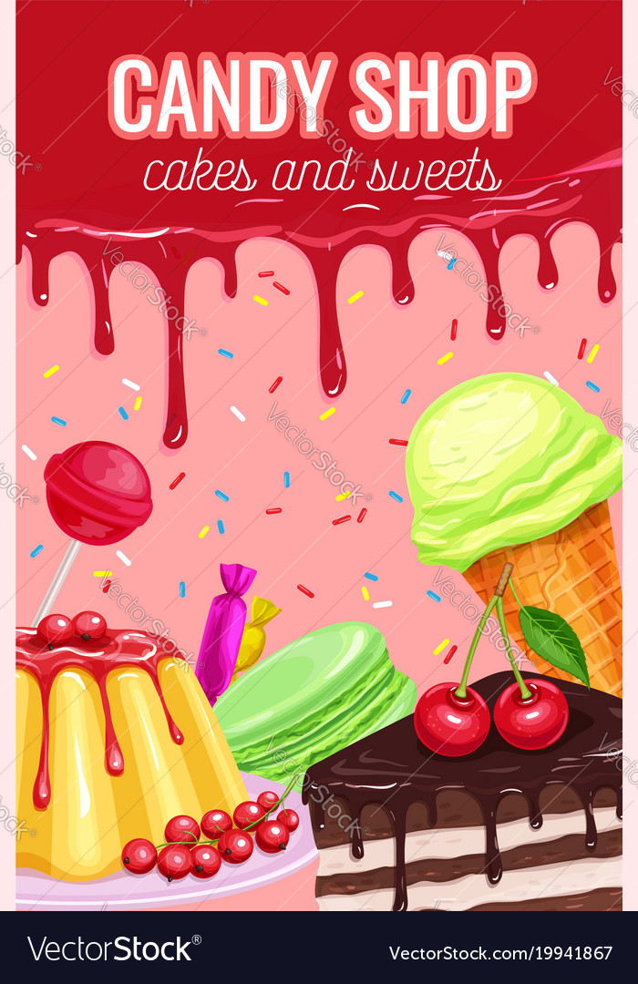 Poster with confectionery and sweets Royalty Free Vector