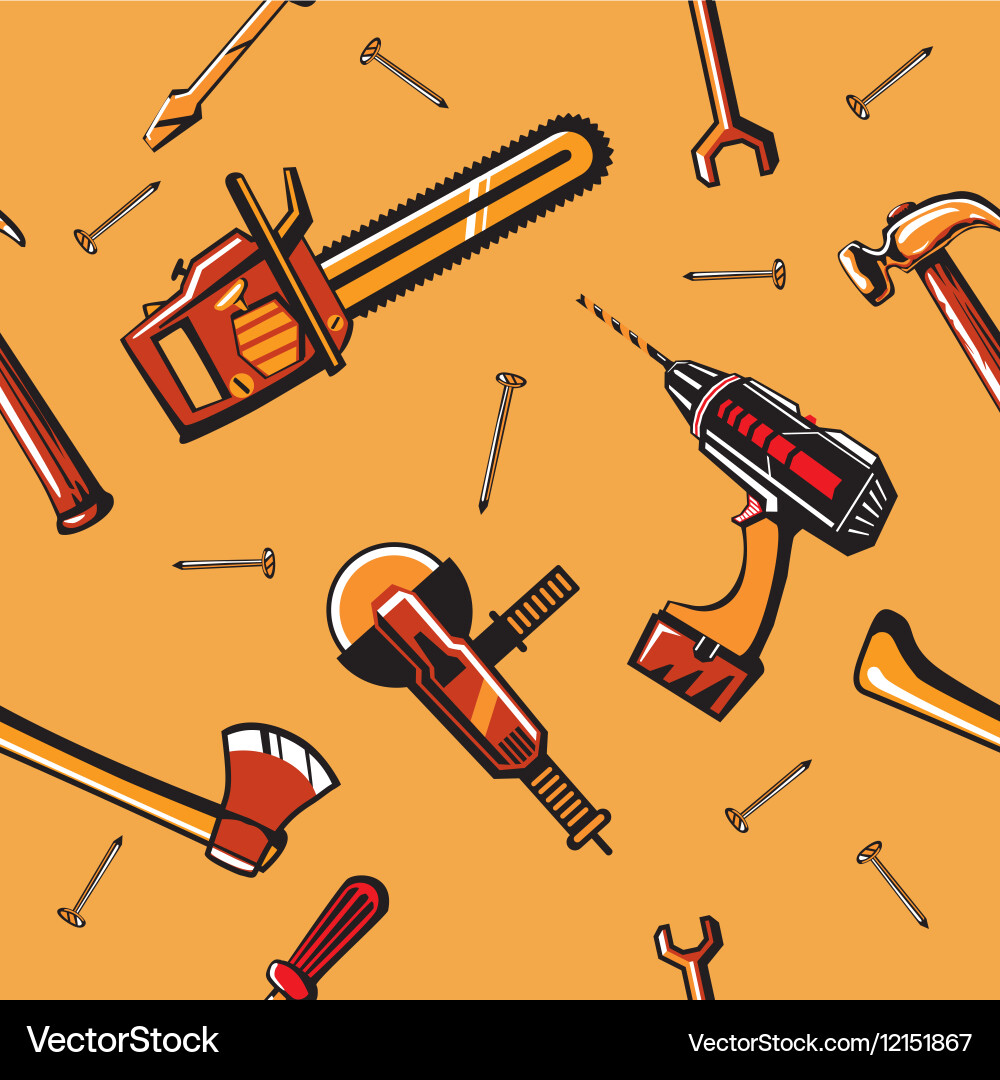 Seamless pattern with construction tools Vector Image