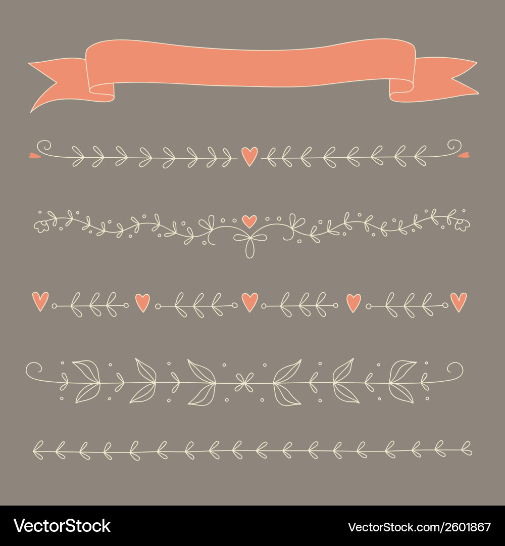 Set hand drawn floral elements Royalty Free Vector Image