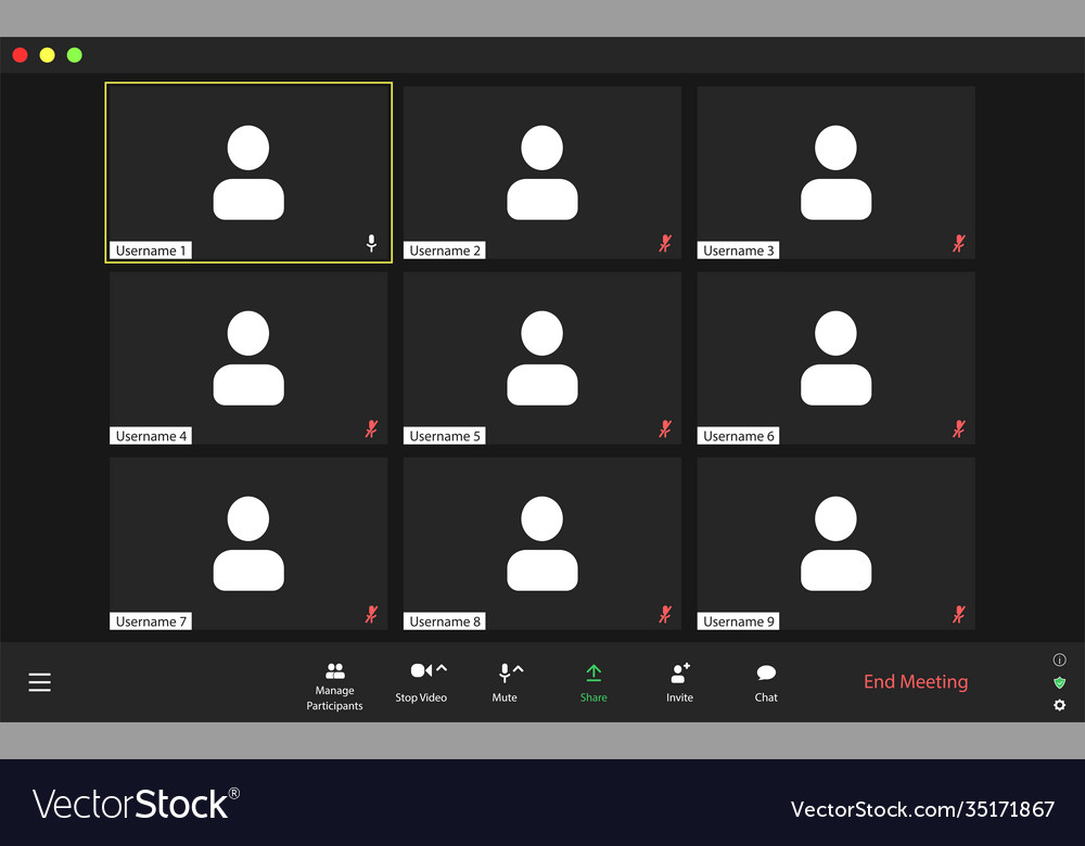 Download Template Video Conference User Interface Video Vector Image