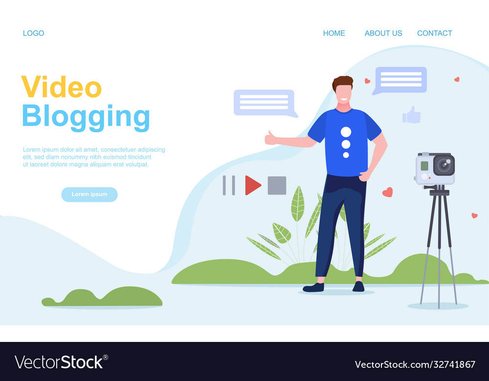 Vlogging or video blogging concept Royalty Free Vector Image