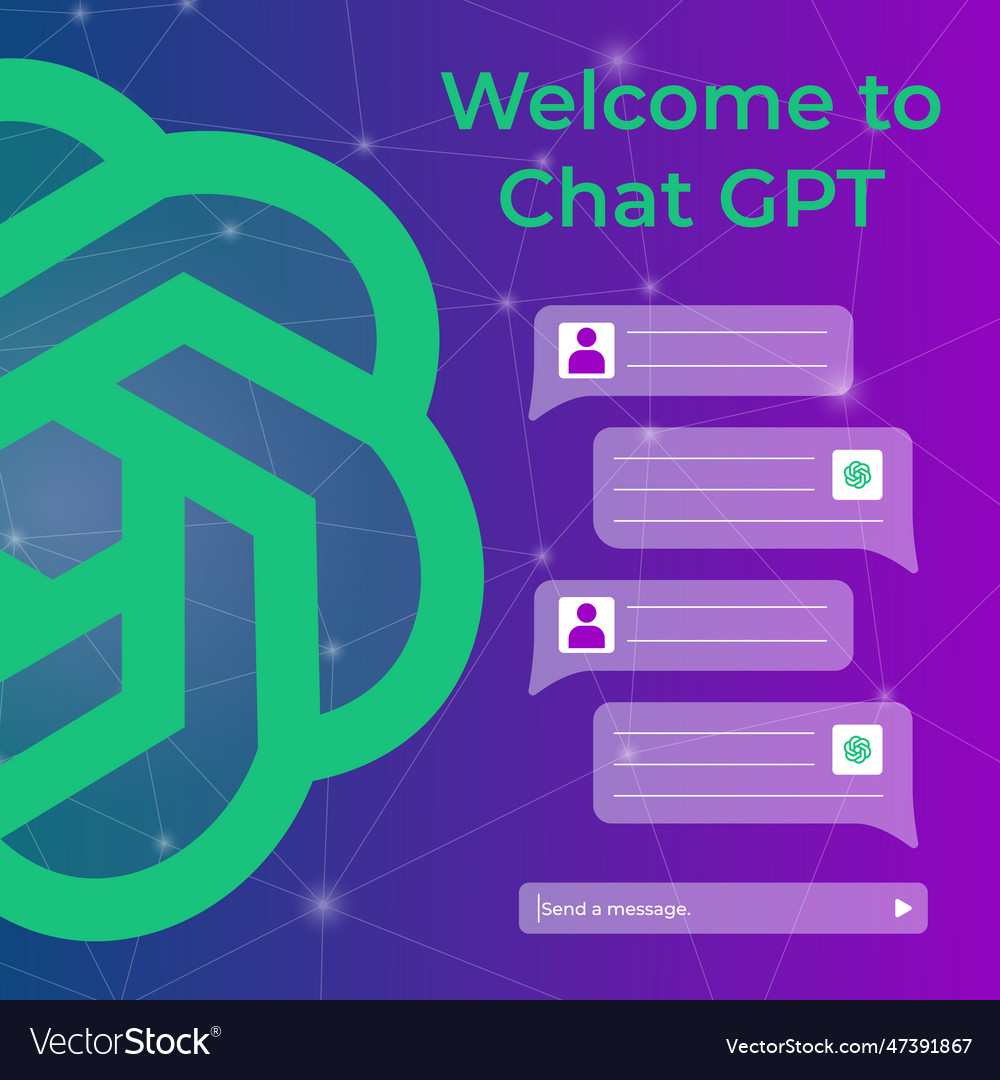 Welcome to chat gpt banner Royalty Free Vector Image