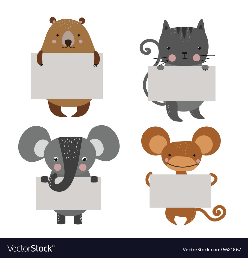 Wild Animal Zoo Banner Cartoon Set Royalty Free Vector Image