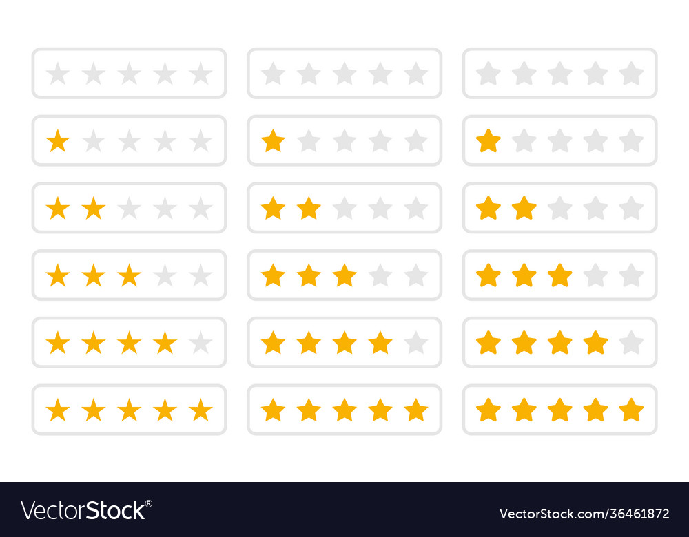 5 star rate set customer feedback rating stars Vector Image