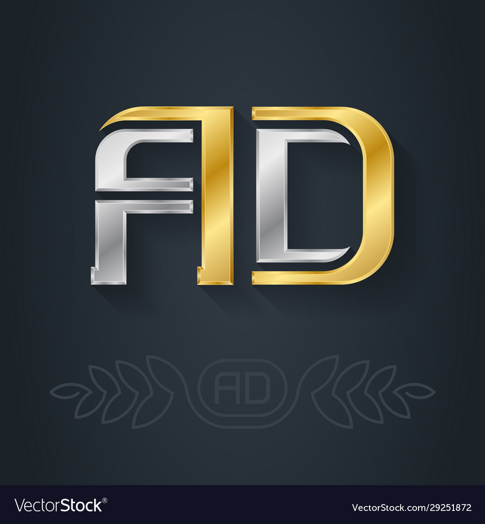 A and d - initials or logo ad metallic 3d icon Vector Image