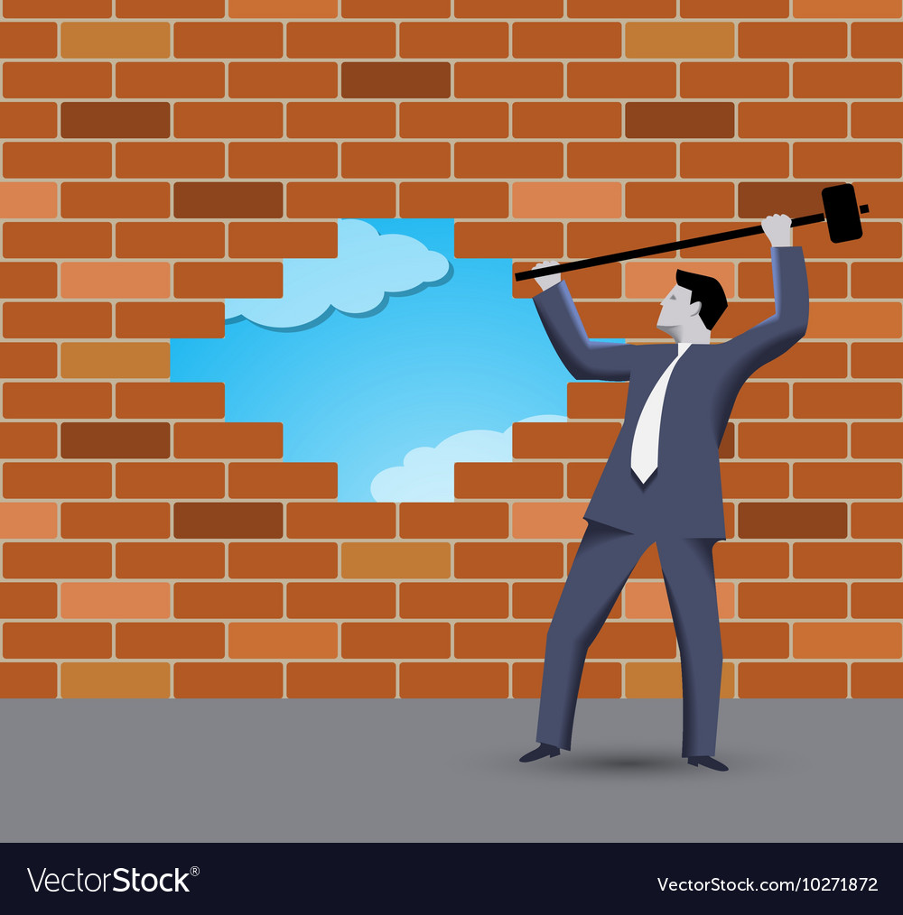 Breaking the wall business concept Royalty Free Vector Image