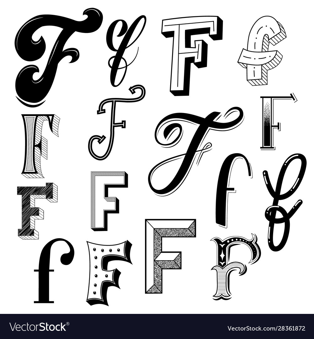 Hand drawn set different writing styles Royalty Free Vector