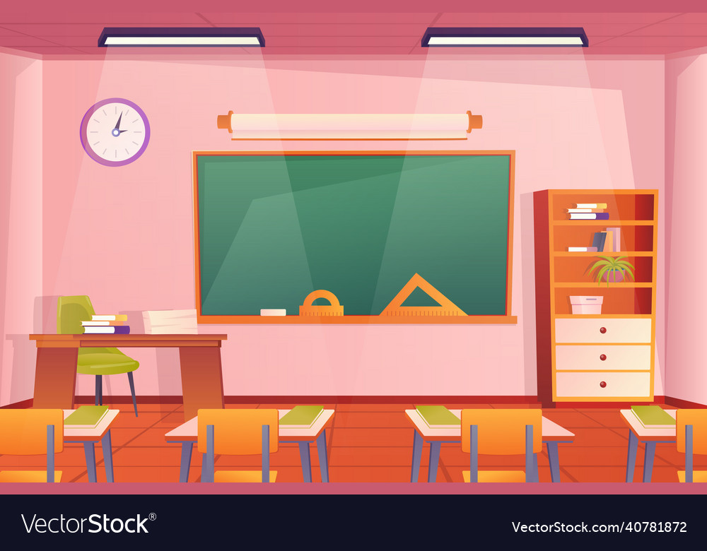 School classroom interior concept in flat cartoon Vector Image