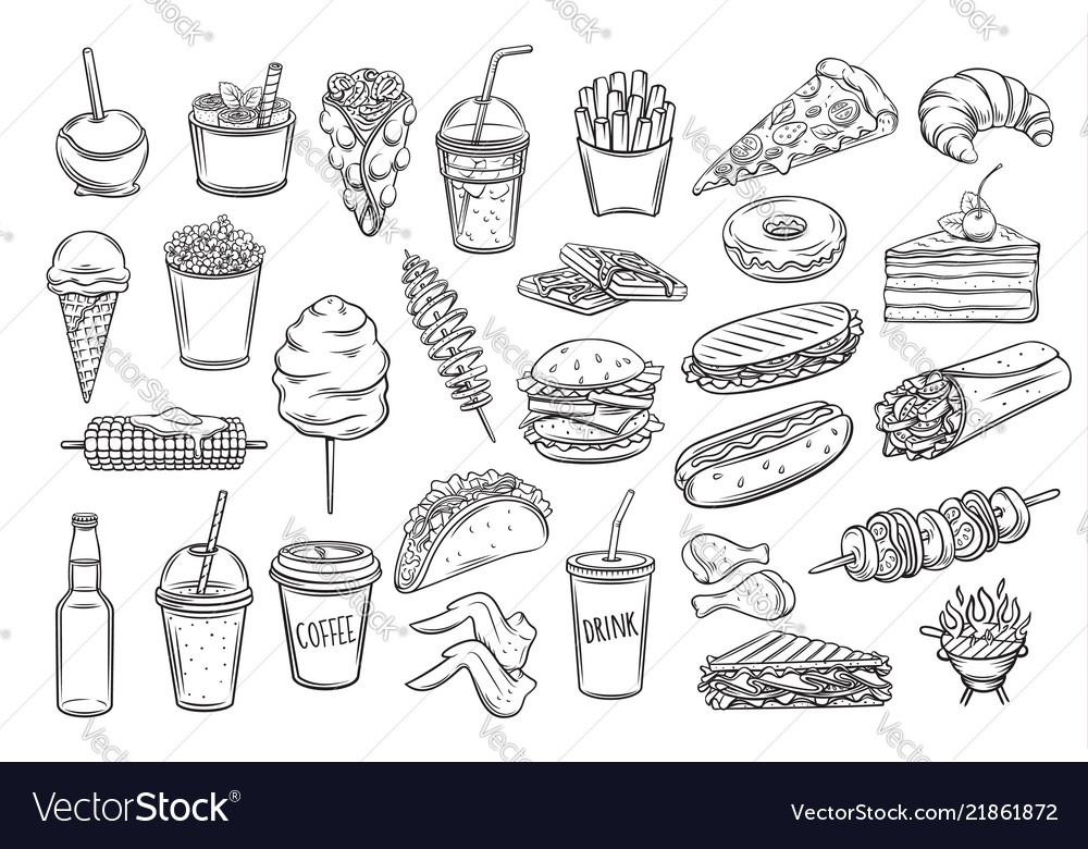 Street food icons Royalty Free Vector Image - VectorStock