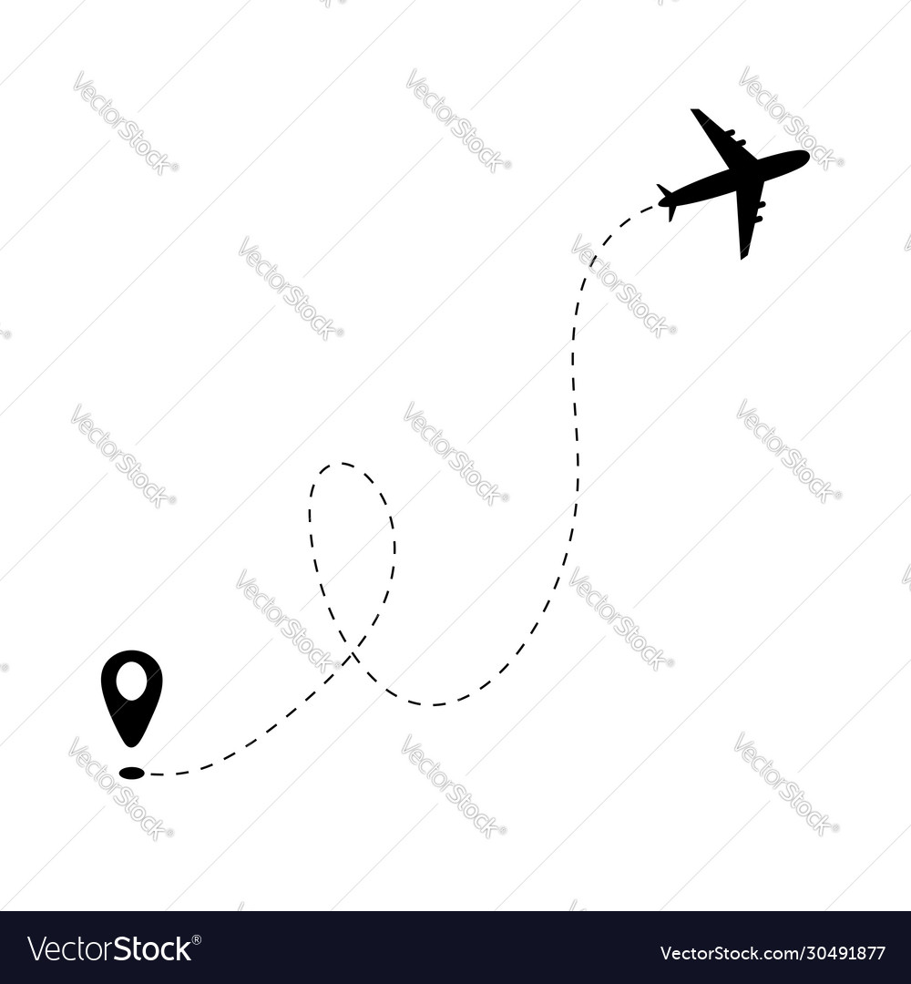 Airplane line path and start point on white Vector Image