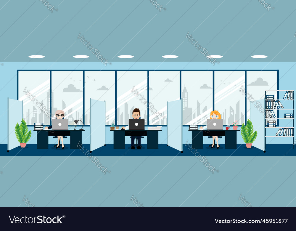 Business people modern office interior with boss Vector Image