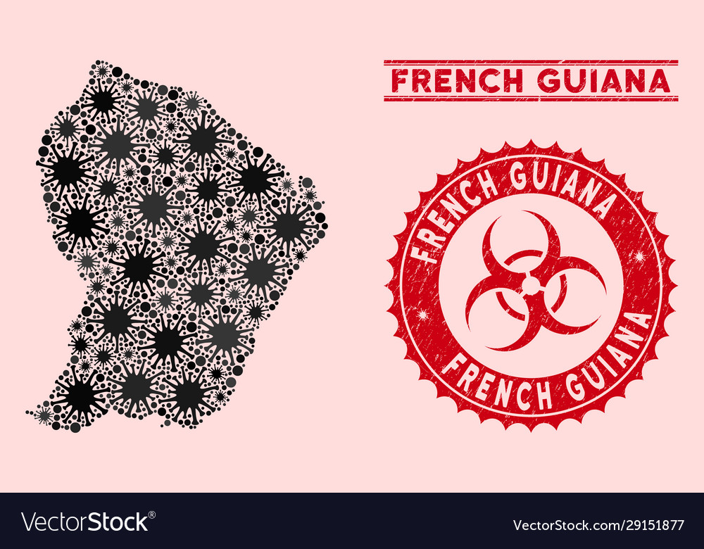 Coronavirus collage french guiana map Royalty Free Vector