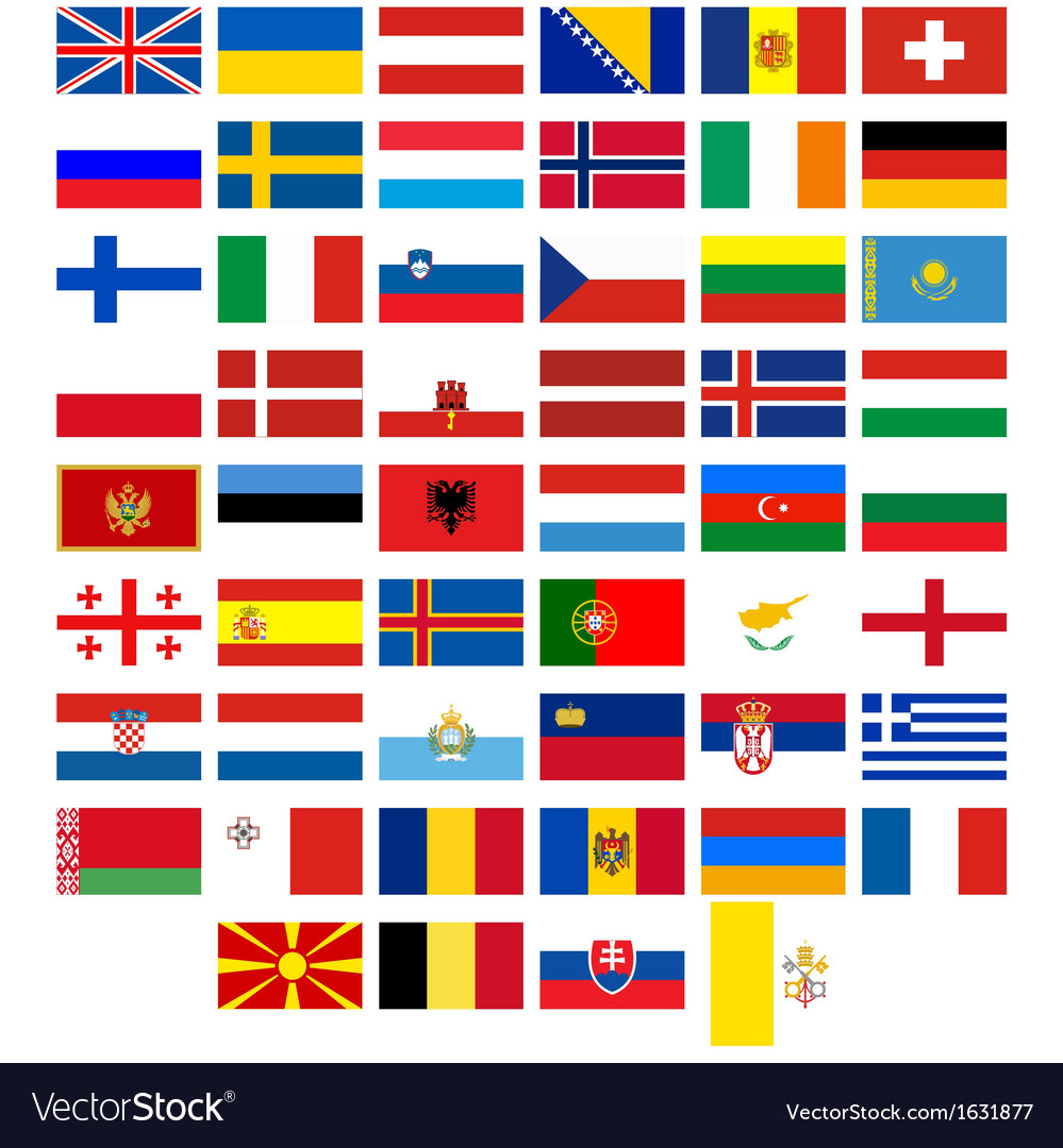 Flags Of Europe With Names   Flags Of The Countries Of Europe Vector 1631877 