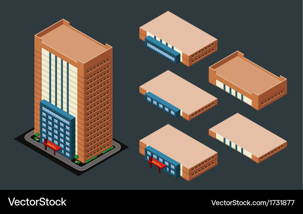 Isometric hotel Royalty Free Vector Image - VectorStock