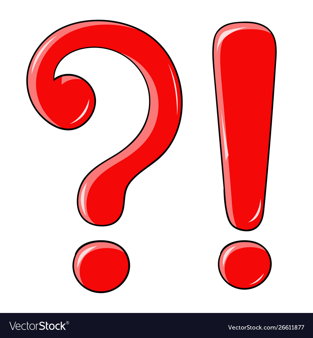 Question and exlamation marks red shiny elements Vector Image