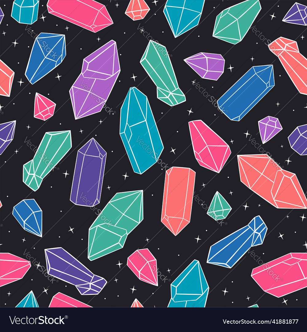 Seamless pattern with colorful crystals image Vector Image