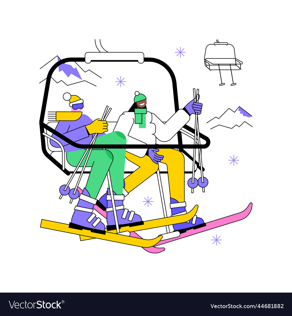 Ski lift isolated cartoon