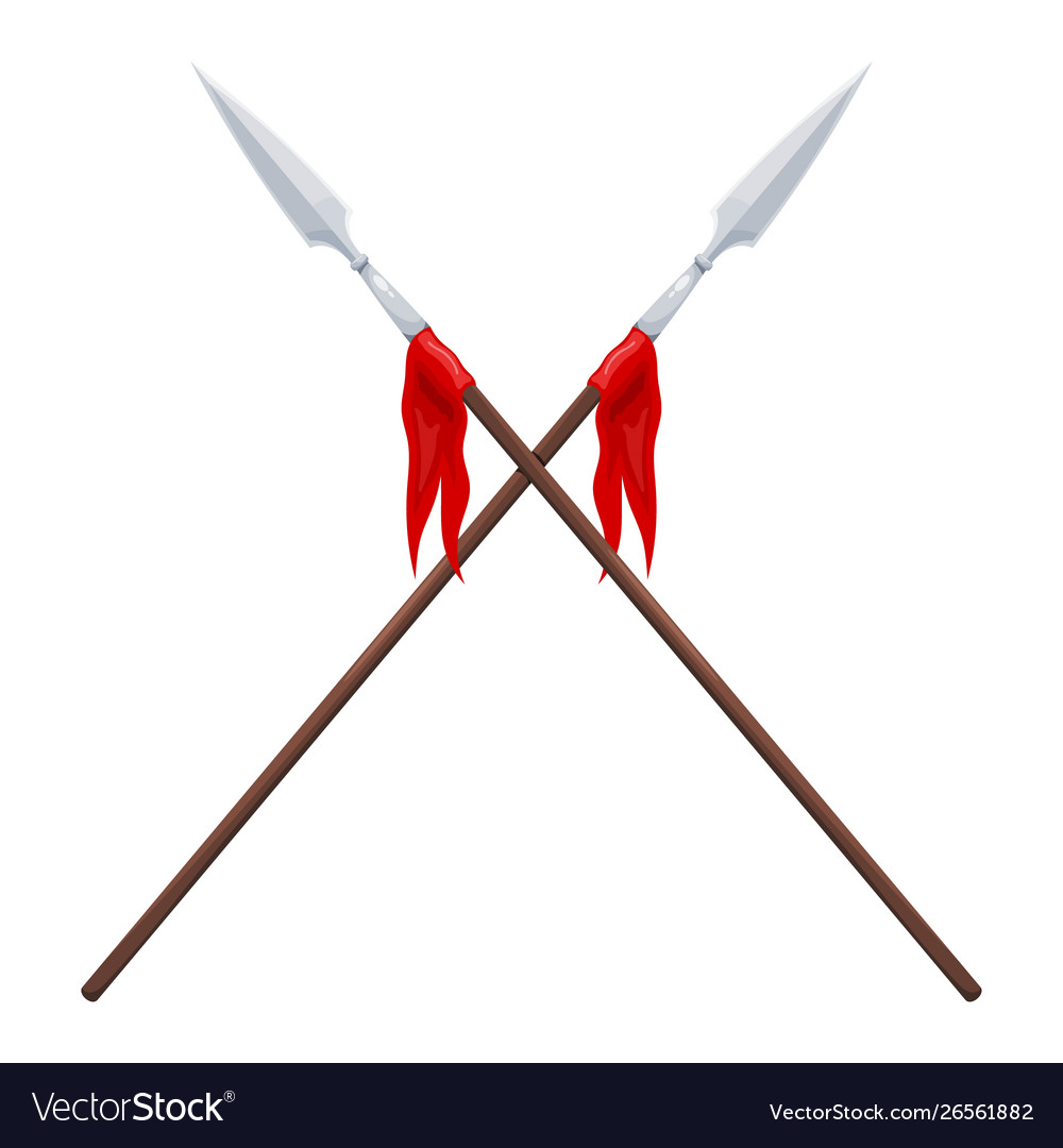 Two spears on a white background crossed Vector Image