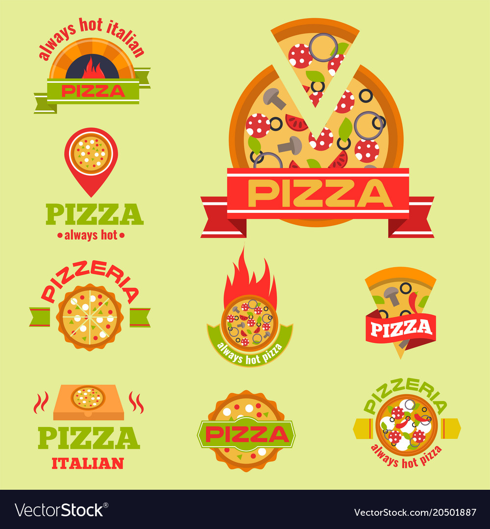 Delivery pizza logo badge pizzeria Royalty Free Vector Image