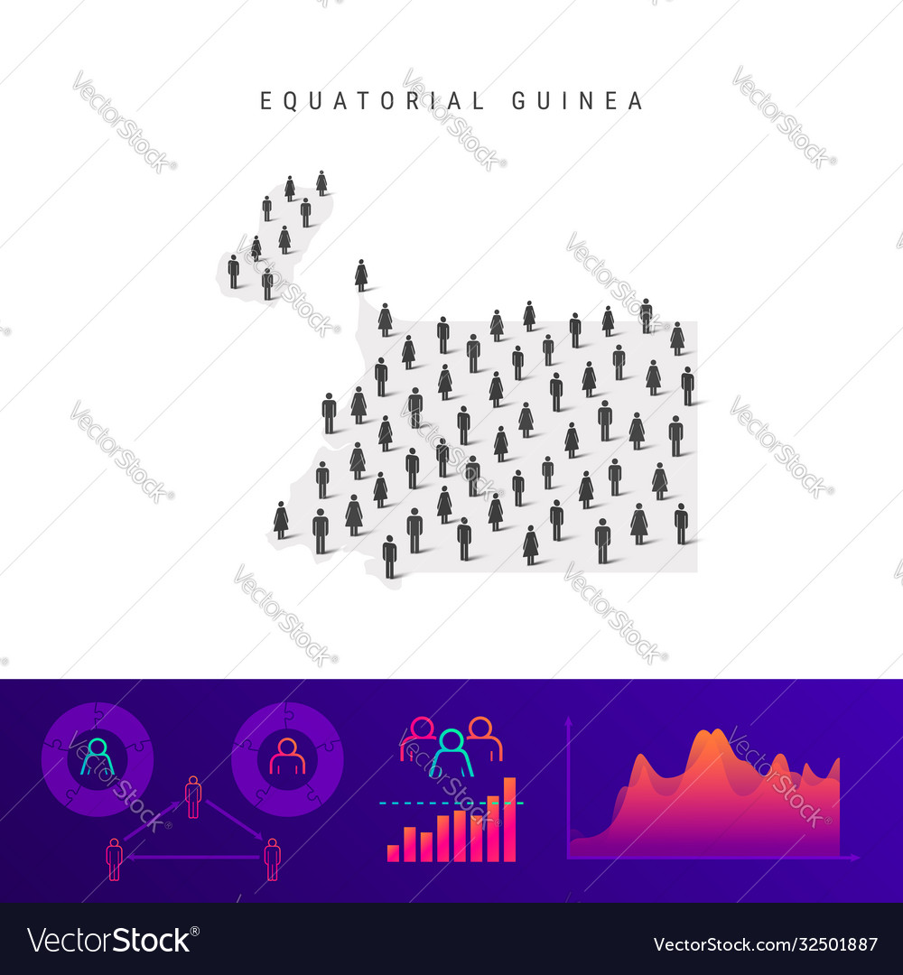 Equatorial guinea people map detailed silhouette Vector Image