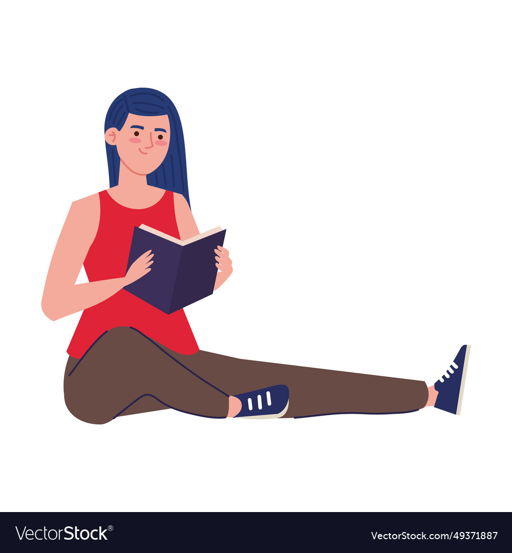 Girl with book reading Royalty Free Vector Image