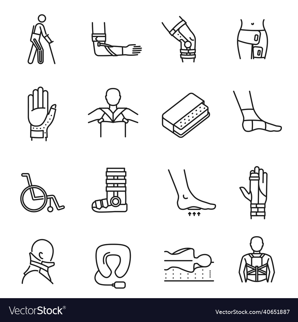 Monochrome orthopedic system set line icon Vector Image