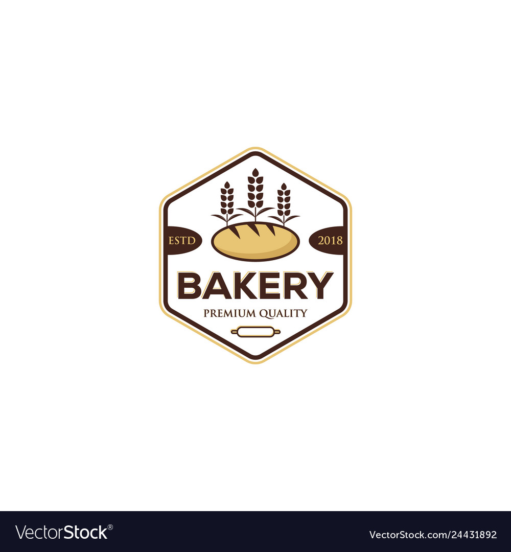 Bakery logo bread icon vintage basket shop Vector Image