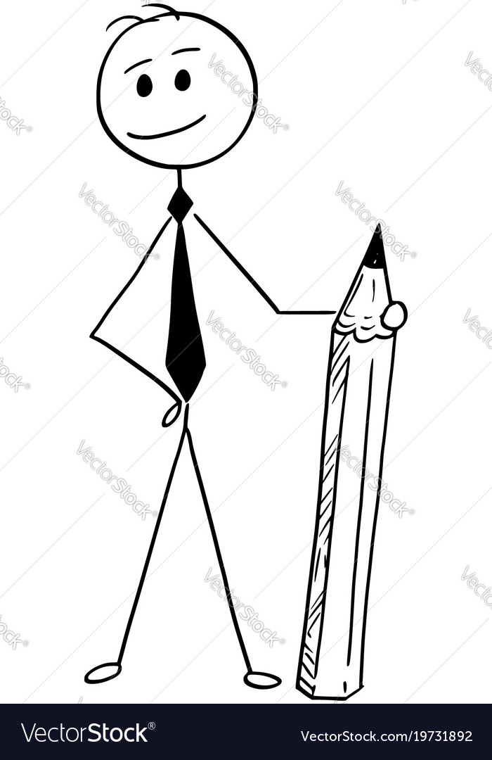 Conceptual cartoon of businessman standing with Vector Image