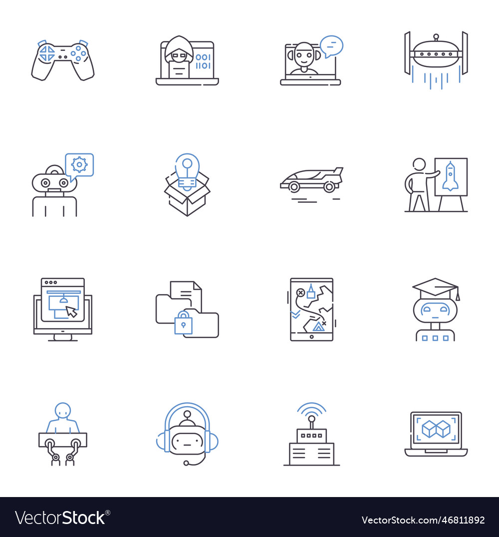 Data analysis line icons collection analytics