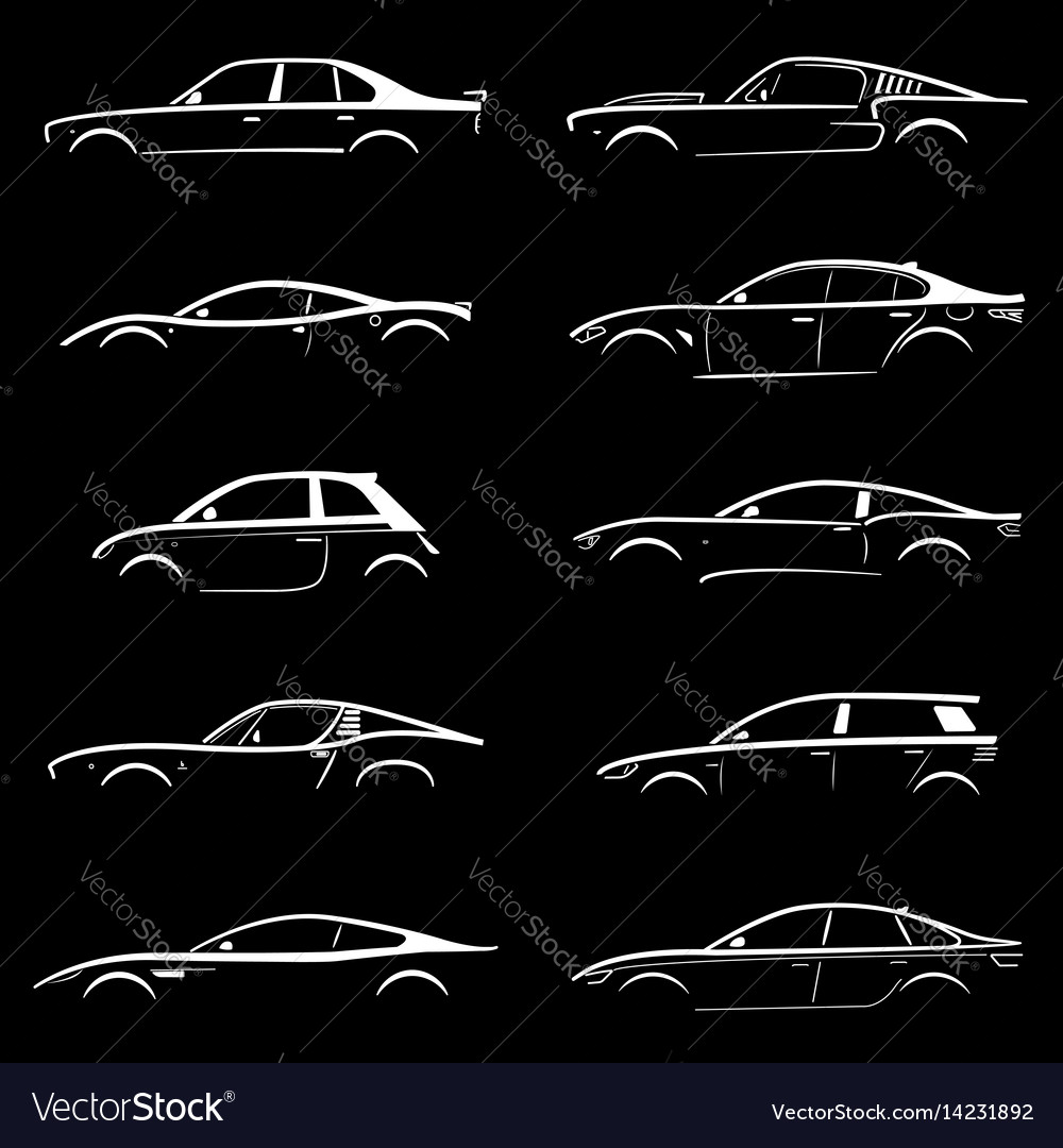 Set Concept Car Silhouette Royalty Free Vector Image