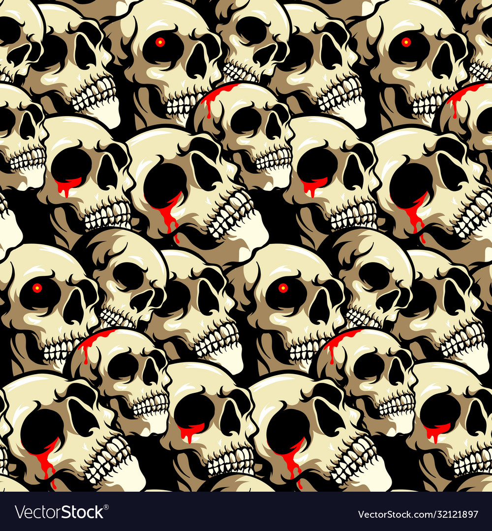 Bloody skull head seamless pattern background