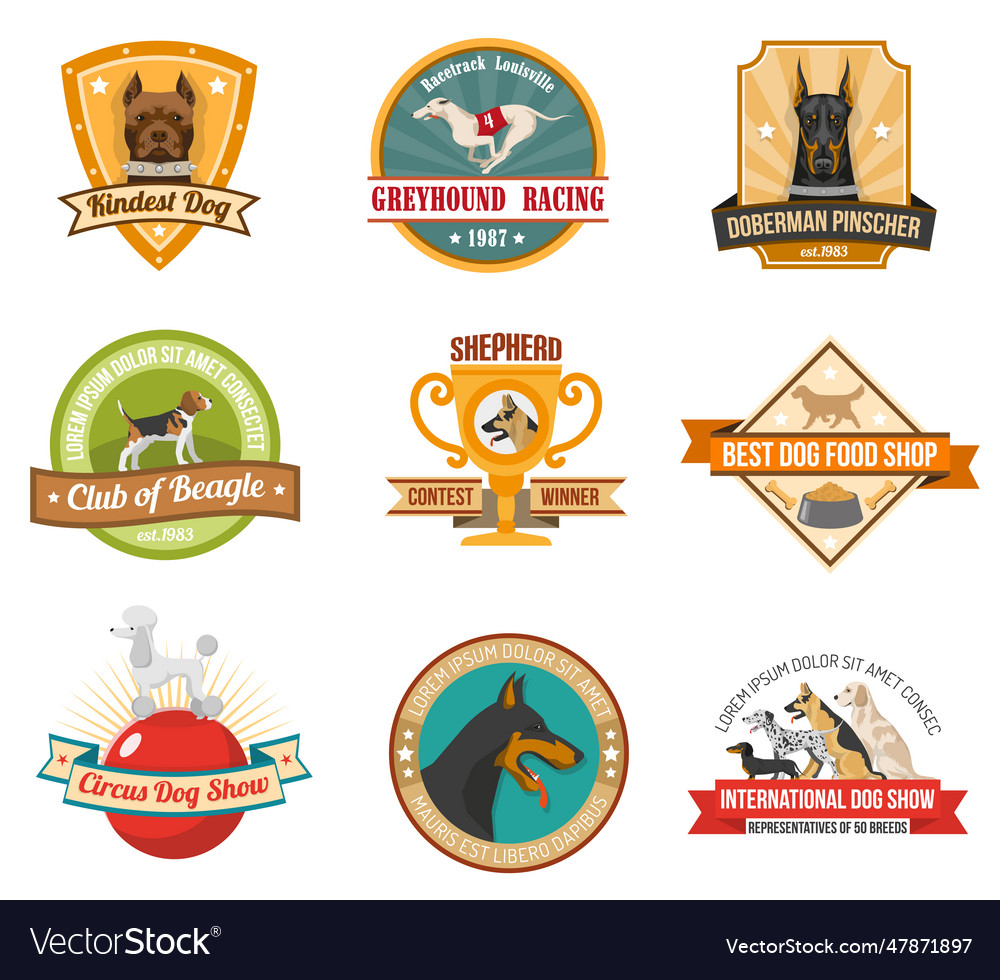 Dog emblems set emblems set Royalty Free Vector Image