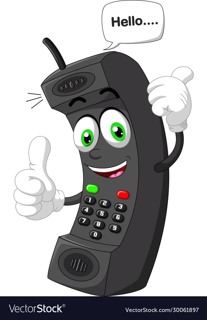 Funny Black Old Hand Phone Cartoon Royalty Free Vector Image