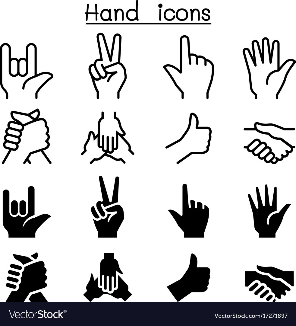 Human Hand Icon Set Royalty Free Vector Image - Vectorstock