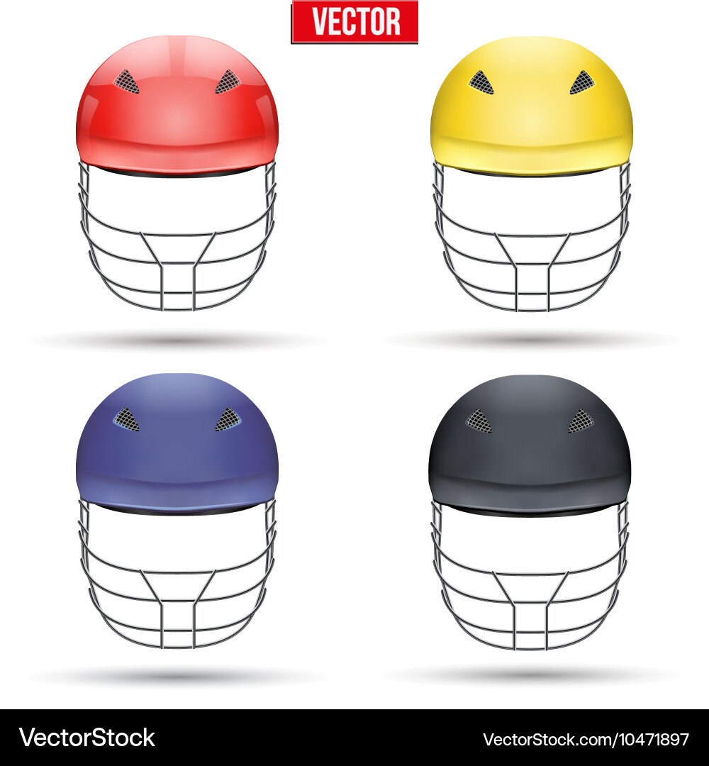 Set of cricket helmets front view Royalty Free Vector Image