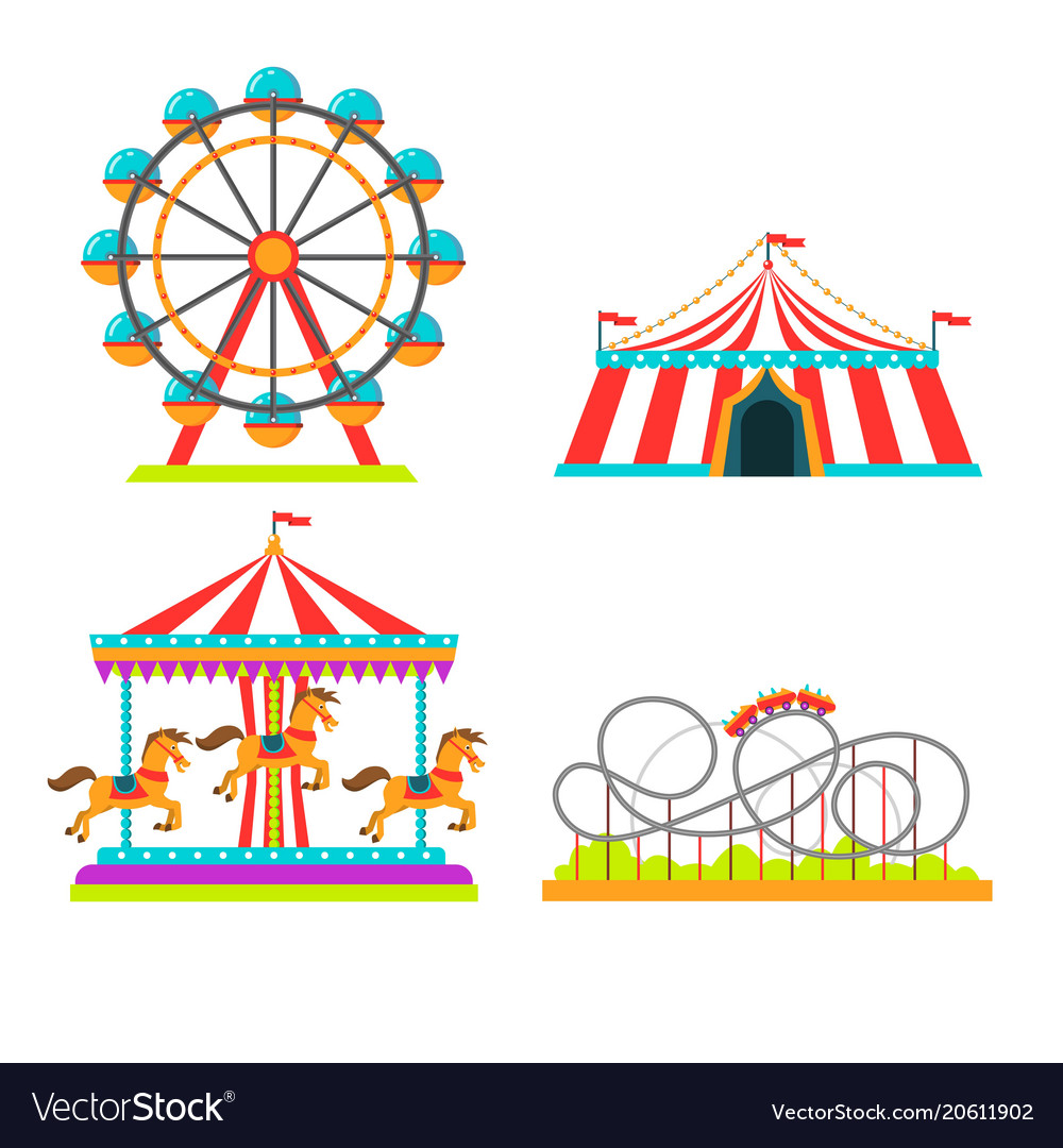 Amusement park attractions Royalty Free Vector Image