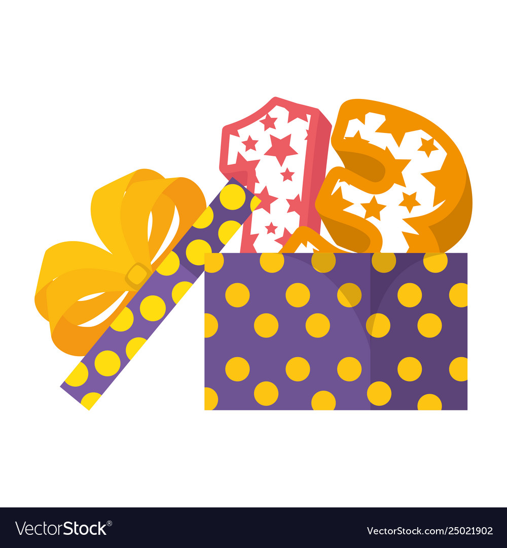 Gift with thirteen number stars pattern Royalty Free Vector