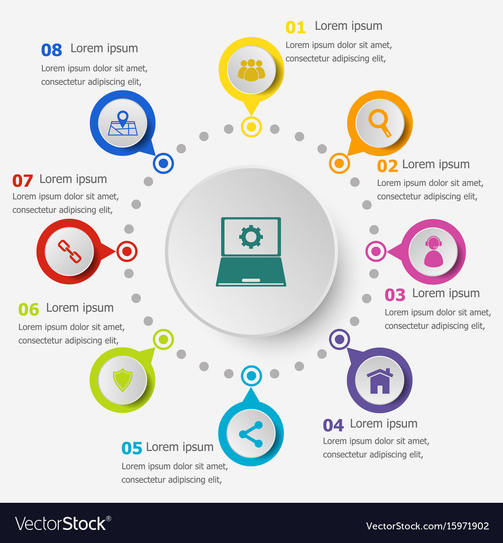 Infographic template with seo icons