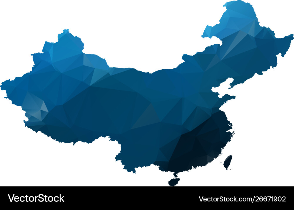 Map - blue geometric rumpled triangular low poly Vector Image